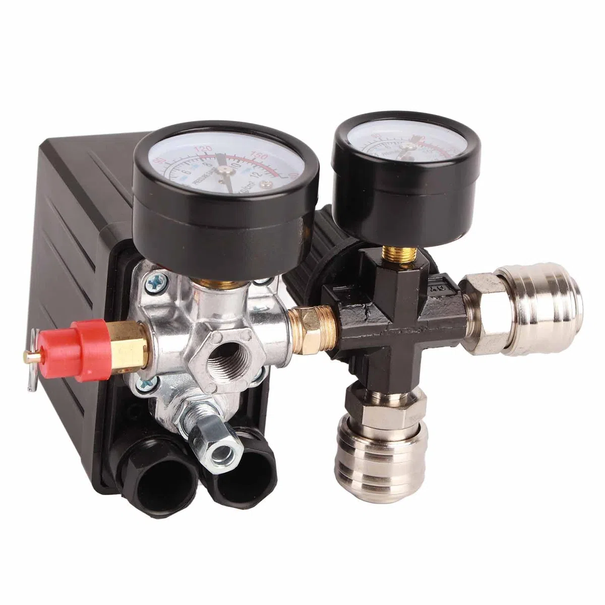 Pressostato del Compressore D'aria, Regolatore di Pressione Interruttore del Compressore 1/4in Valvola di Regolazione del Controller a 4 Fori 90-120PSI 220V per Controllo