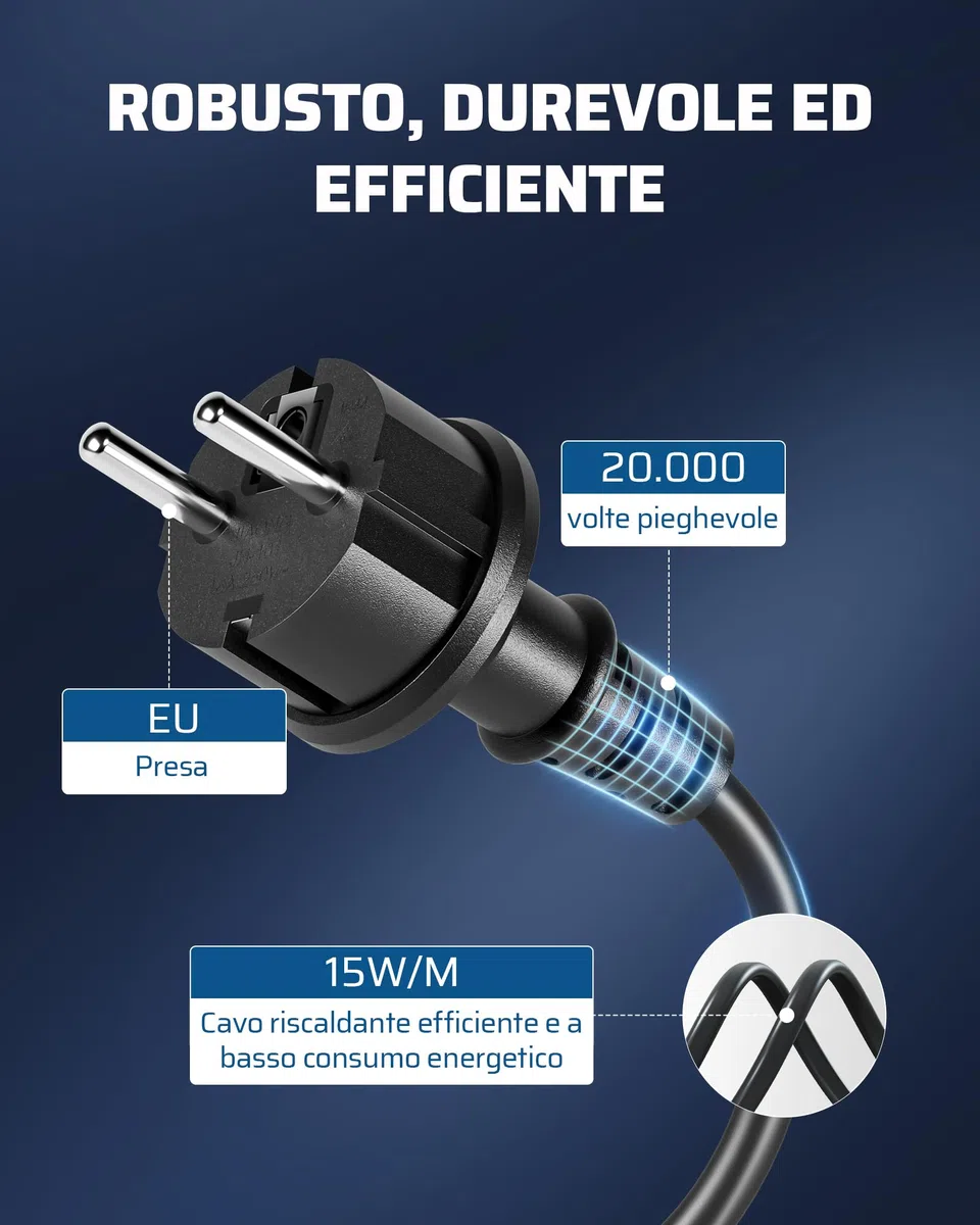 DEWENWILS Cavo riscaldante da 230 V con termostato, ip67, tubo di accompagnamento dell'acqua, cavo antigelo, 4 m, a risparmio energetico, 15 W/M
