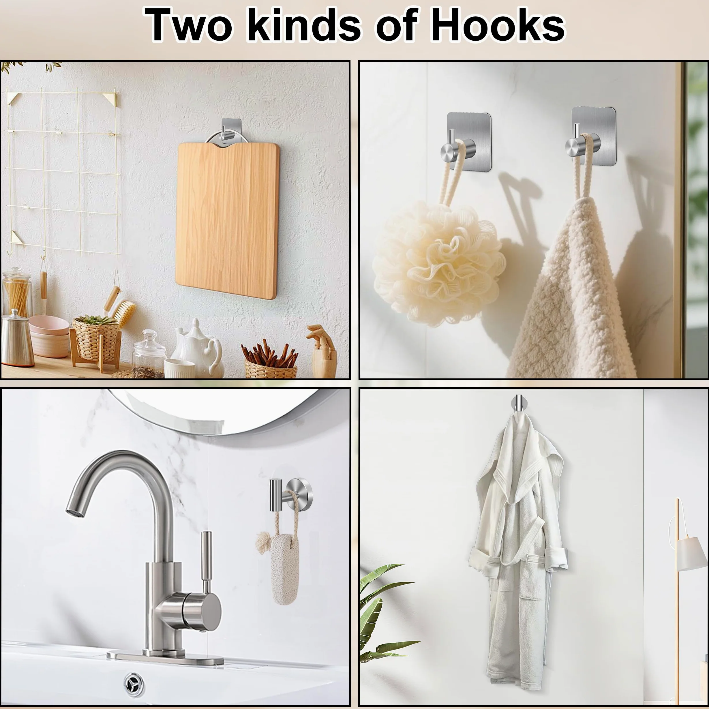 Set Porta Asciugamani Bagno Acciaio Inox 304 Gancio Per Accappatoio Accessori Il Cucina E Camera 5 Pezzi, Argento