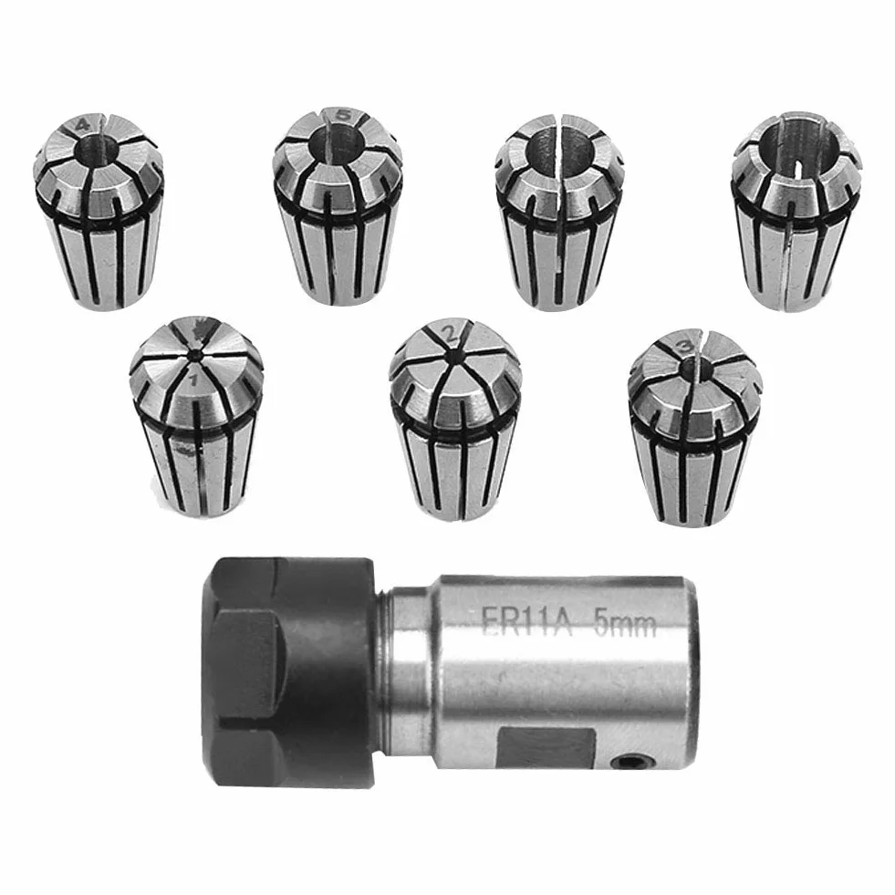 ER11 Set di Pinze a Molla di Precisione e ER11 Asta di Prolunga per Supporto Albero Motore da 5 Mm Mandrino a Pinza ER11 per Macchine per Incidere CNC e Utensili per Tornio di Fresatura