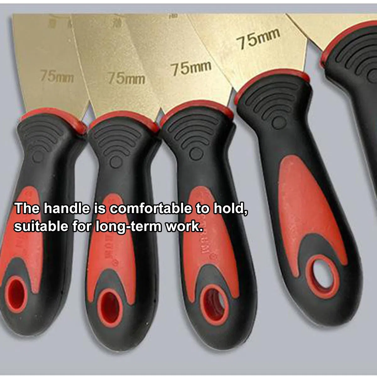 Coltello per stucco, raschietto in ottone spesso 1,5 mm con manico in gomma, strumento per cartongesso per legno e carta da parati, larghezza lama 60 mm