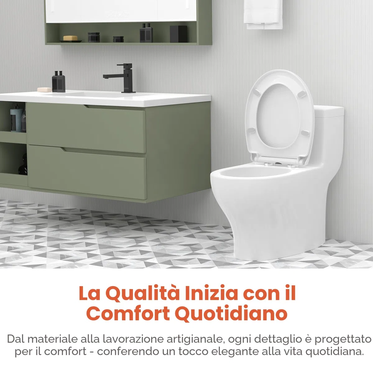 AIMAX Sedile WC, Tavoletta Universali O Forma Bianco, Copriwater Chiusura Ammortizzata, Rapido Montaggio, Facile da Pulire, Plastica Antibatterico, 45 x 37 x 2,51 CM