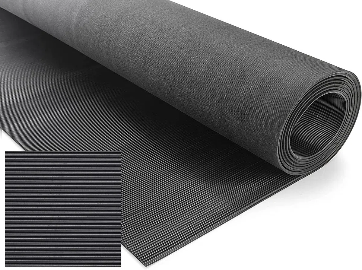 Tappeto Gomma Antiscivolo MILLERIGHE Copri Pavimento H120 Cm ALTO Spessore 3mm Nero Robusto su Misura (100X120_MILLERIGHE_GOMMA)