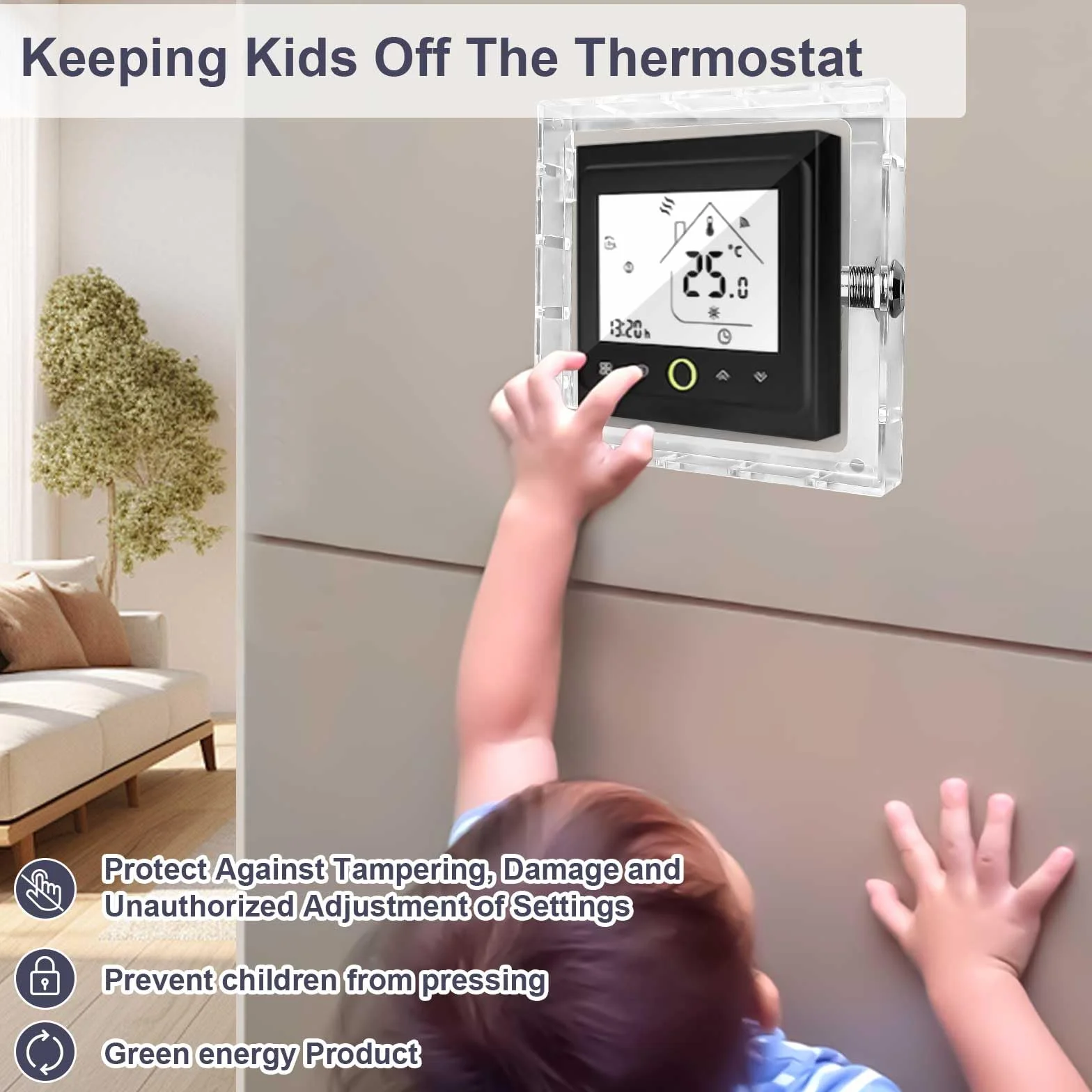 Protettore per Termostato Trasparente, Copertura Universale per Termostato con 2 Chiavi, Scatola di Blocco del Termostato, Adatta per la Maggior Parte dei Termostati, Capacità Interna 12x14.3x4.5 cm