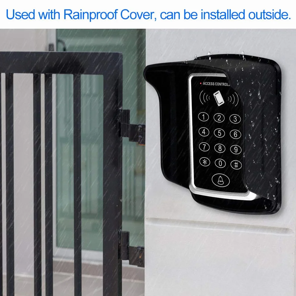 FTSTech Kit Tastiera Digitale per Controllo Accessi 125 kHz, con Copertura Impermeabile, 1000 Utenti, Adatta per a di Sicurezza Domestica + 10 Tasti Blu