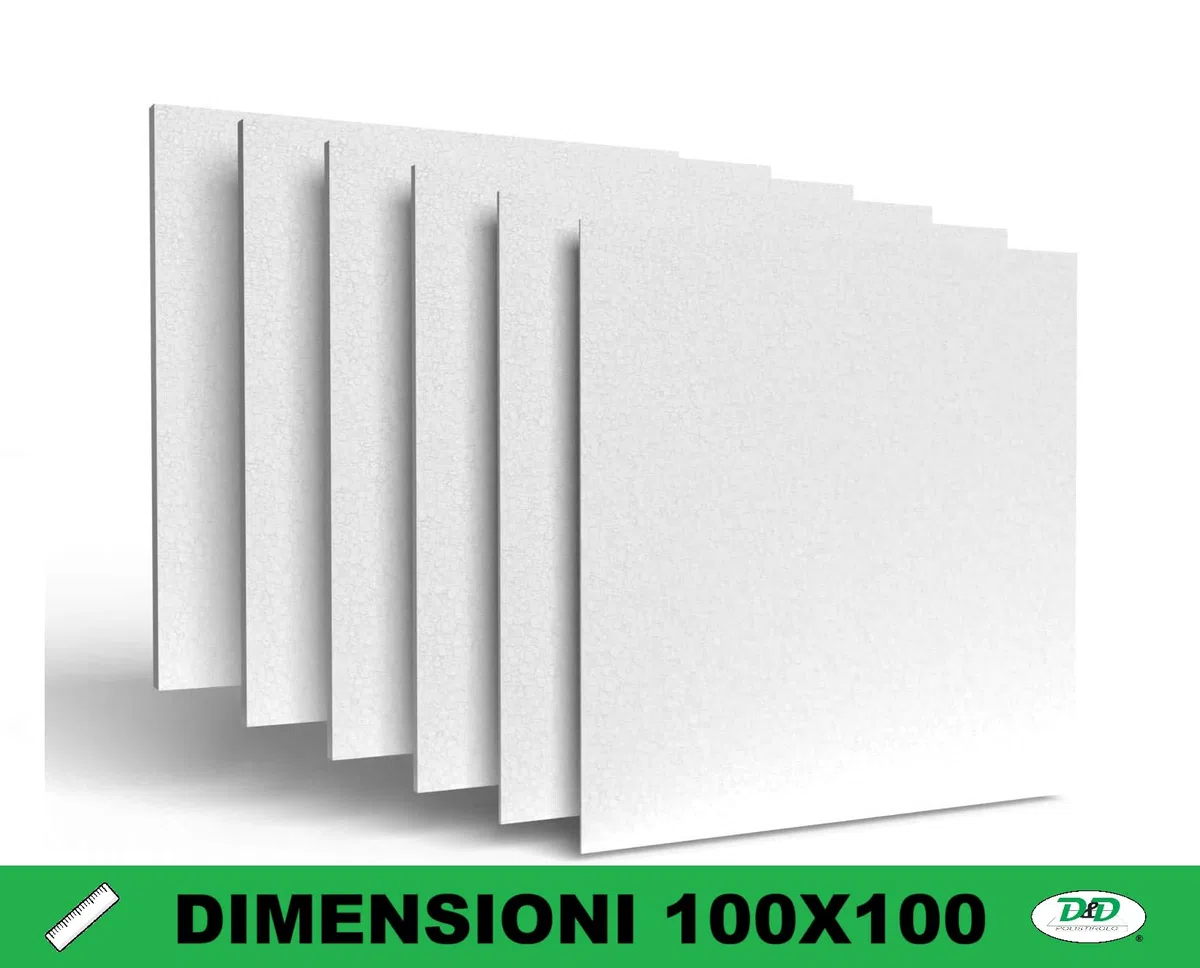 D. & D. Polistirolo (10 lastre H 1 cm) 100 cm x 100 cm, LASTRE POLISTIROLO MULTIUSO, EPS 80, DENSITA' 15 Kg/m³
