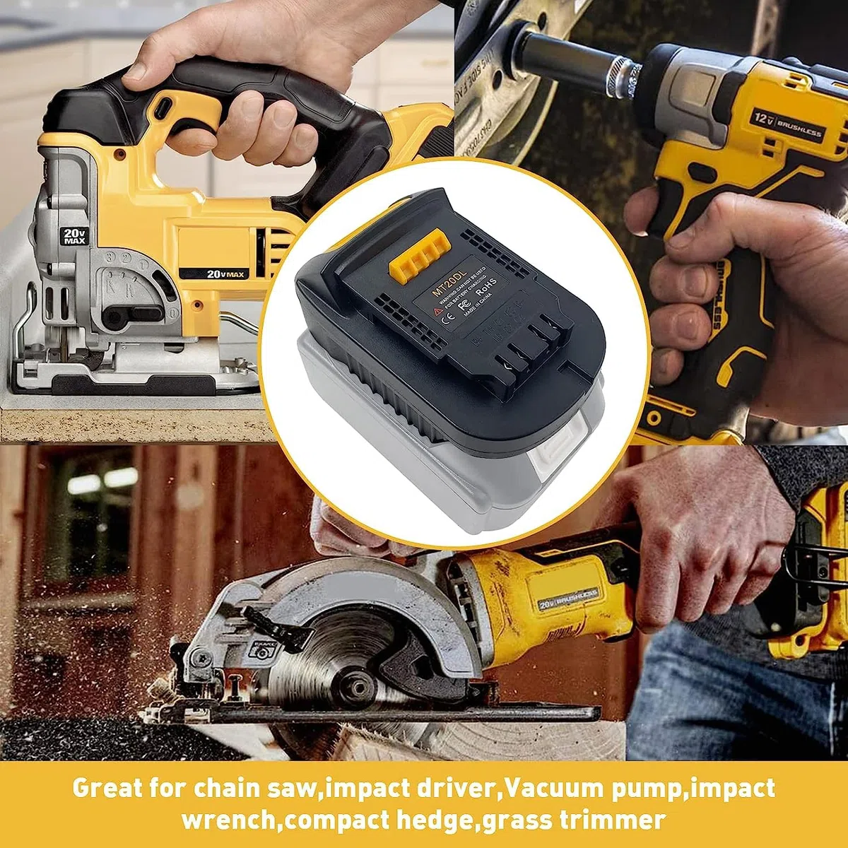 URUN MT20DL - Adattatore per batteria agli ioni di litio Makita 18 V per DeWalt 20 V, adatto per utensili elettrici DeWalt 18 V/20 V Max agli ioni di litio
