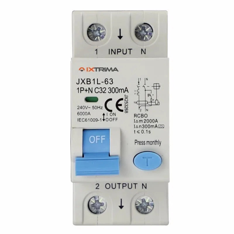 Interruttore Magnetotermico Differenziale 1P+N 32A 300mA 220V-6KA CLASSE A 2 MODULI 300mA per Guida DIN - Protezione Circuiti e Sicurezza Impianti