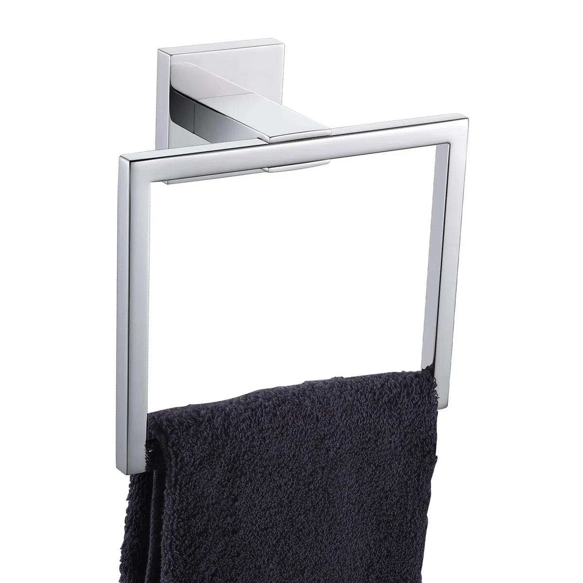 KOKOSIRI Portasciugamani da bagno ad anello per asciugamano da bagno, da parete, in acciaio inox, stile moderno, cromato lucido, B3004CH