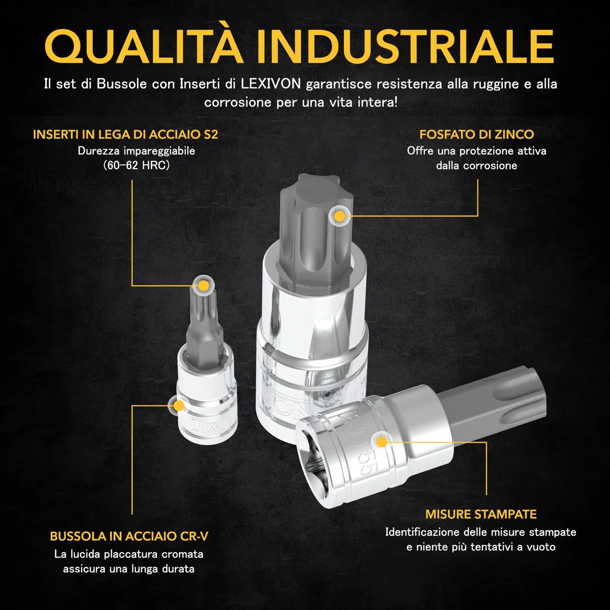 LEXIVON Chiavi Torx per Avvitatore a Batteria, Chiavi a Bussola per Milwaukee, Makita, Chiave Dinamometrica, Inserti per Avvitatore e Chiavi a Cricchetto, 13 Pezzi EU T8 - T60 (LX-143)