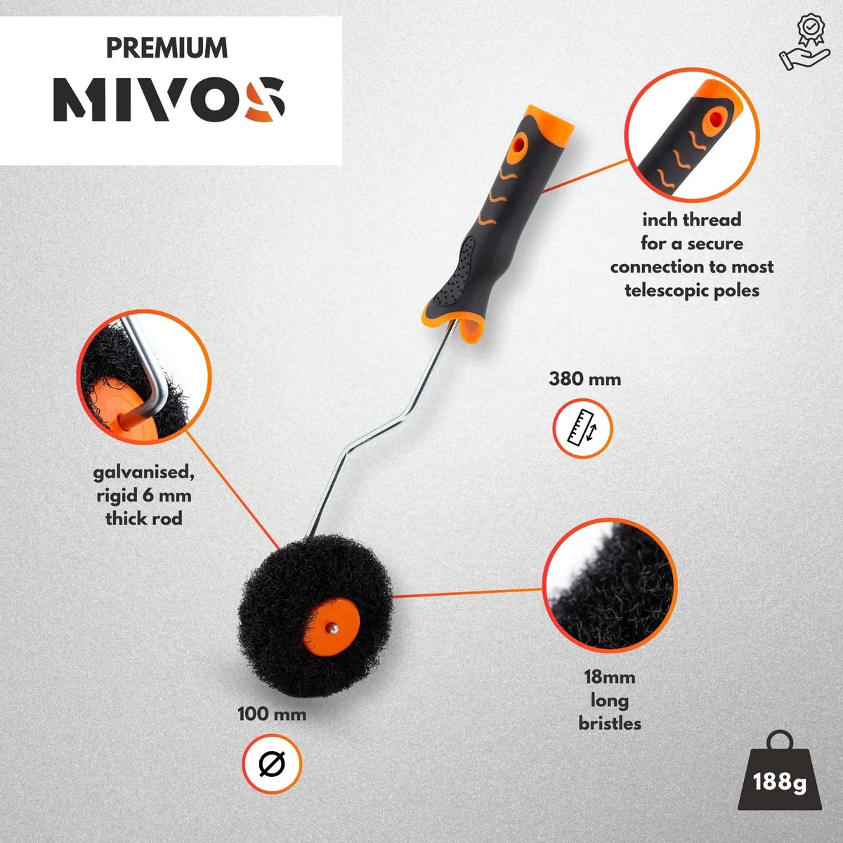 MIVOS Rullo per stucchi - Rullo angolare premium - Rullo angolare - Rullo speciale per stucchi - Rullo per rivestimenti - Spatola a rullo