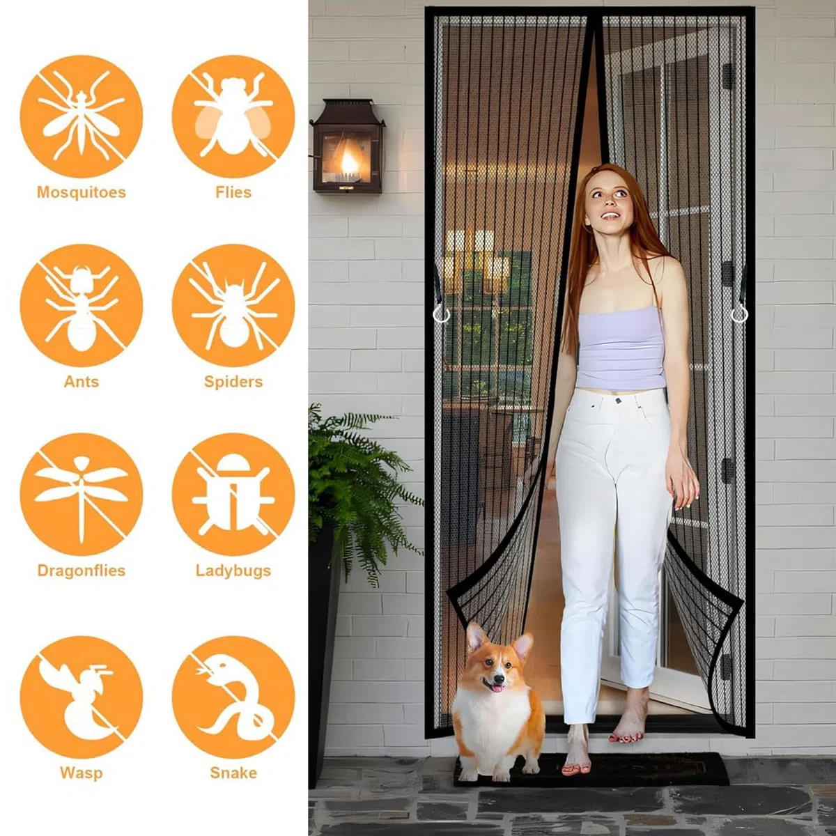 Zanzariera Magnetica 51 x 145 cm Rete Fine con Magneti Anti Zanzare Insetti Chiude da Sola Zanzariera Porta Finestra Facile da Installare per Porte da Balcone Terrazze, Nero