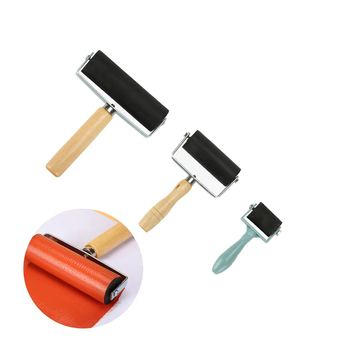 3 Pezzi Rullo di Gomma Brayer, Gomma Incisione Rullo Inchiostro Roller Printing Tools, Rullo di Gomma Spazzola, Rullo di Inchiostro, Rullo Gomma, per Stampigliatura ad Inchiostro(Nero)