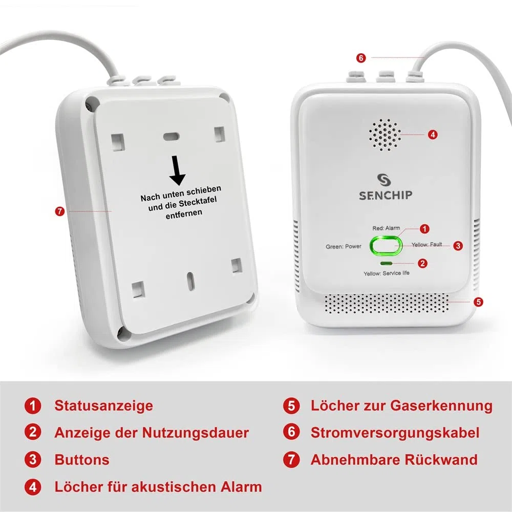 Allarme Fughe Gas con Rilevatore per Gas Naturale (Metano) e GPL (Propano/Butano) - 230V a Plug-in - Protezione per Cucina, Garage, Camper