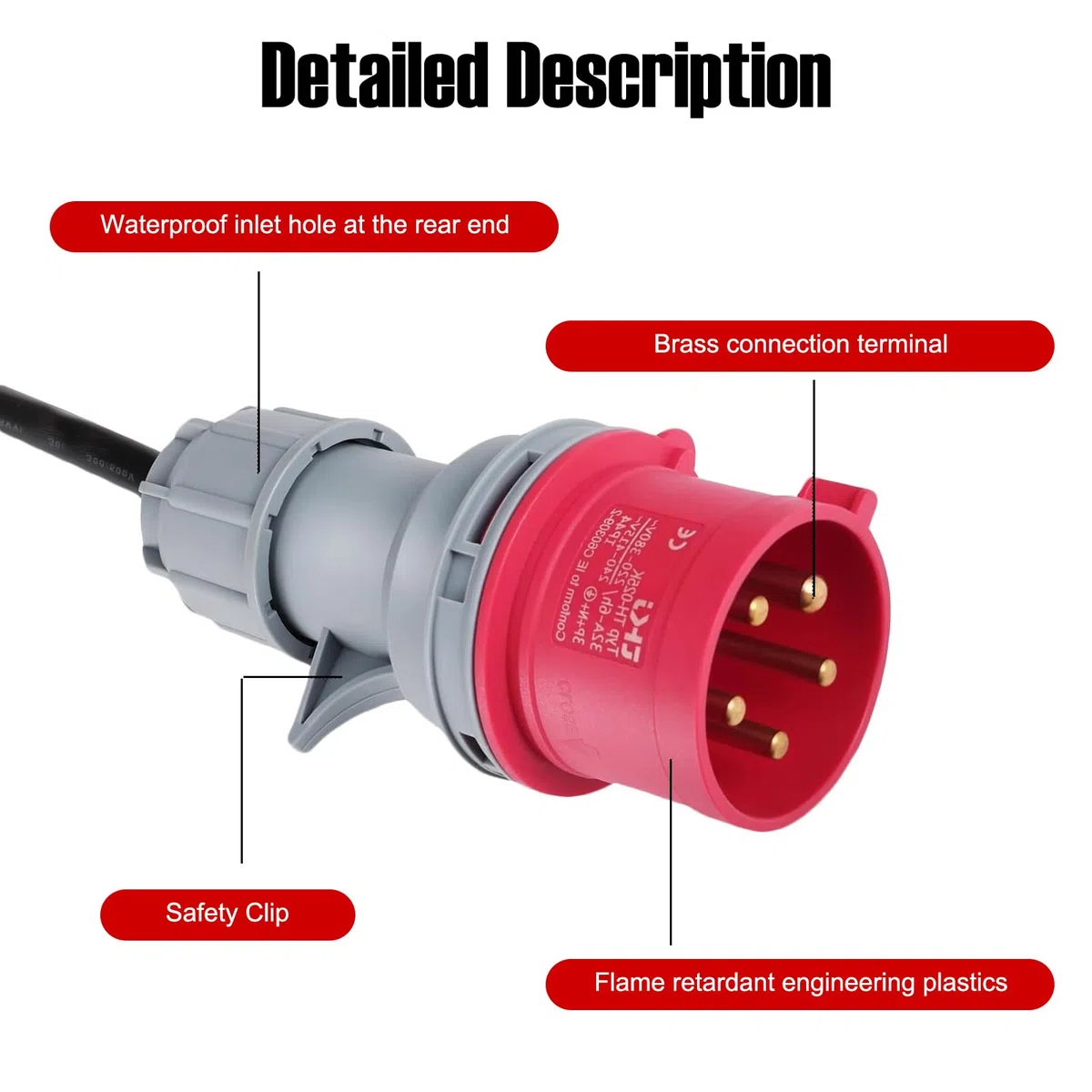 Adattatore CEE da 32 A a 16 A, adattatore VDE, protezione IP44, 400 V (0,5 m), 5 x 2,5 mm²