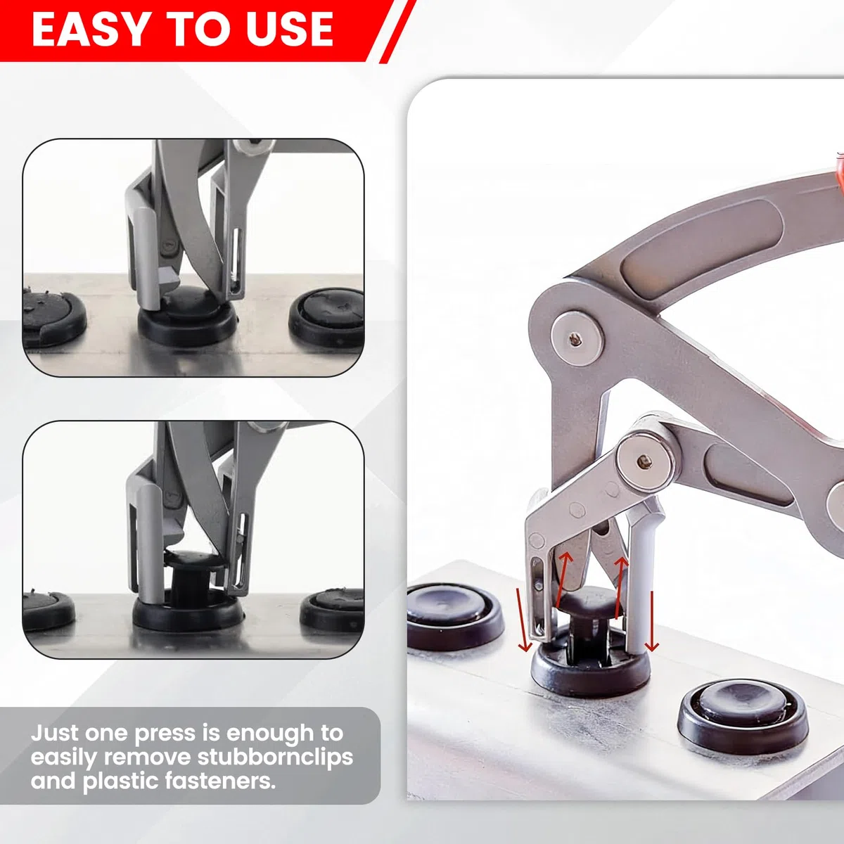 Pinza per Clip Auto Professionale – Strumento per Rimozione Clip, Rivetti e Fissaggi in Plastica, Per Pannelli Porte, Cruscotto e Carrozzeria, Smontaggio Interni ed Esterni Senza Danni