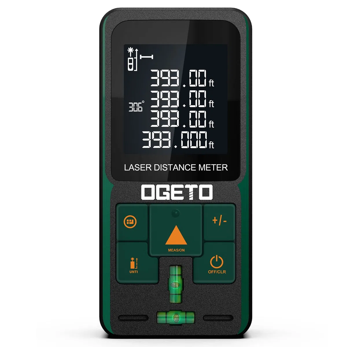 Metro Laser,OGETO Distanziometro Laser Dispositivo con Sensore Angolare Elettronico Strumento di Misurazione Digitale Portatile Telemetro con Livelle a Bolla e Ampio LCD Retroilluminato