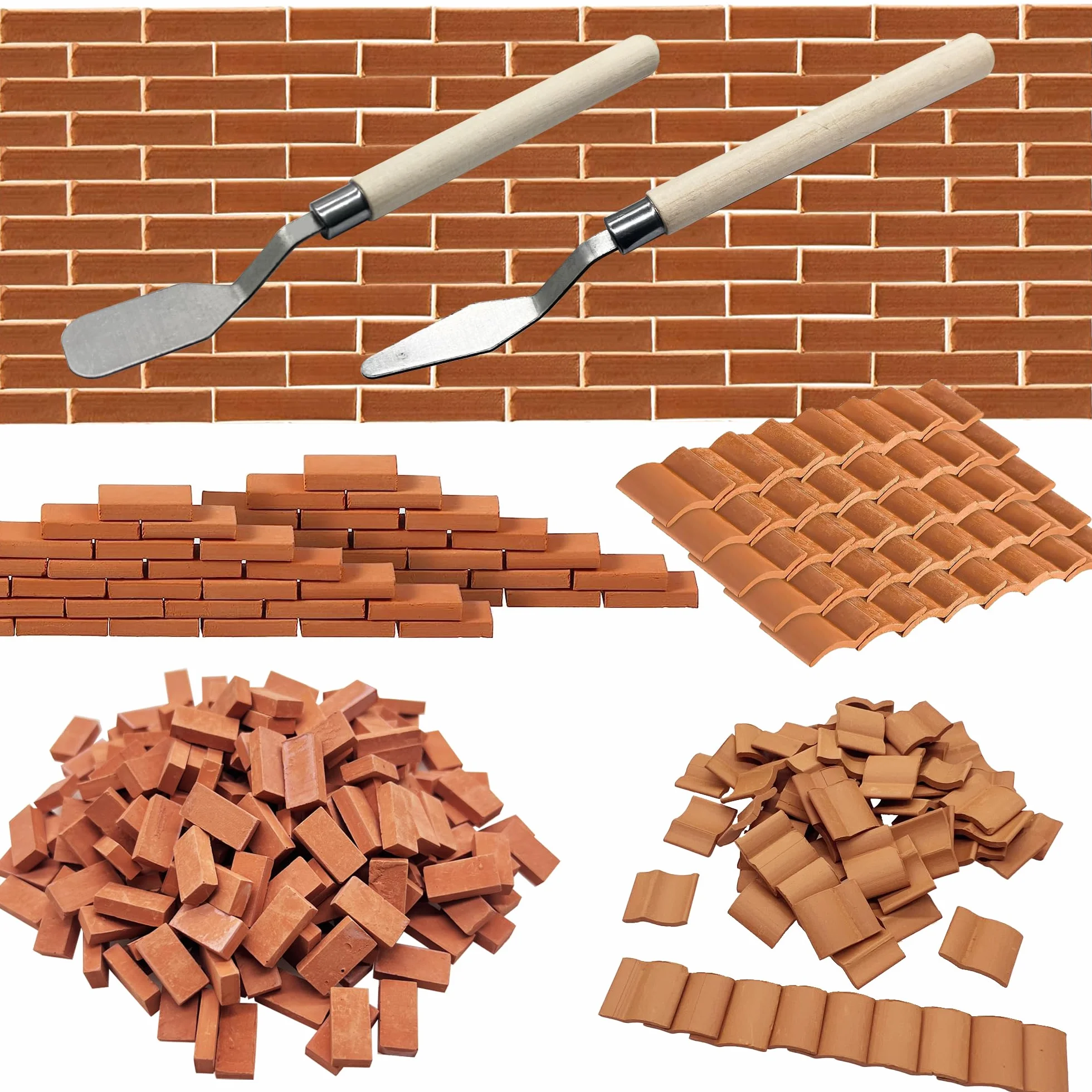 Woohome Set di 542 mini mattonelle in scala di grigi, tegole in miniatura e mini piastrelle per fai da te, decorazione per giardino delle fate