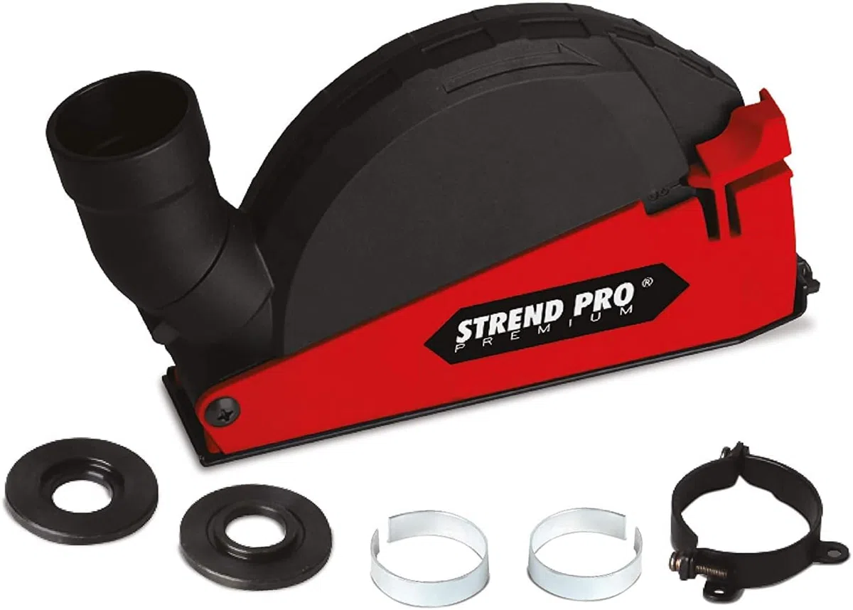 STREND PRO Cuffia Aspirazione per Smerigliatrice Angolare 125mm / 115mm | UNIVERSALE | Aspirazione Flex per Disco Diamantato 125mm | Accessori per Smerigliatrice Angolare | per Dischi da Taglio 125