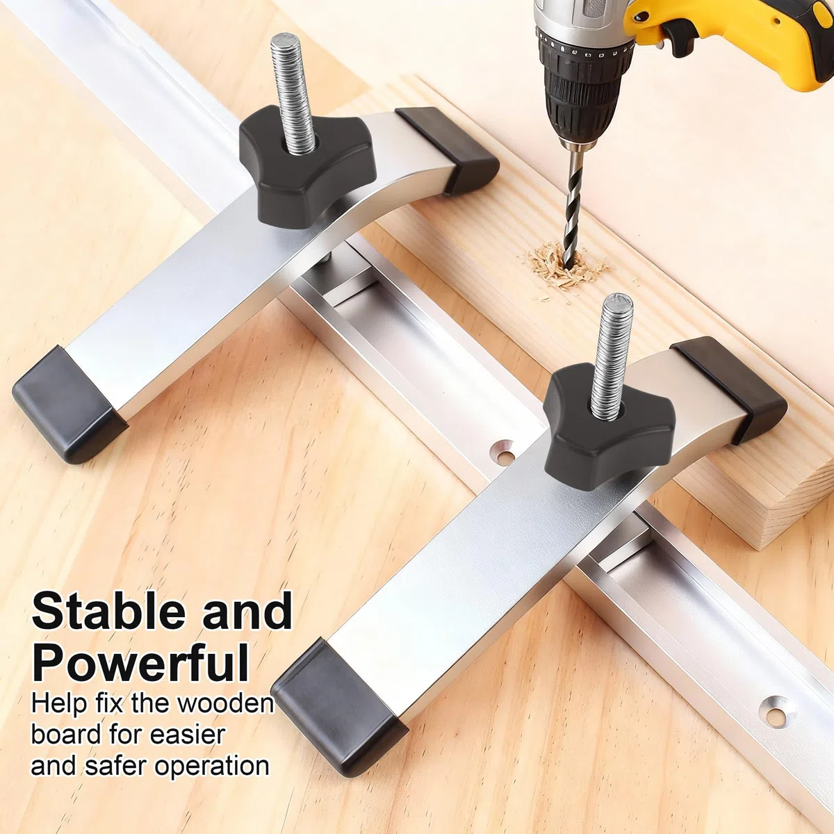 2 Pezzi Morsetti T-Track per Legno, Set di T Track Morsetto di Lega di Alluminio Fissaggio in Metallo a Sgancio Rapido per la Lavorazione del Legno e dei Metalli