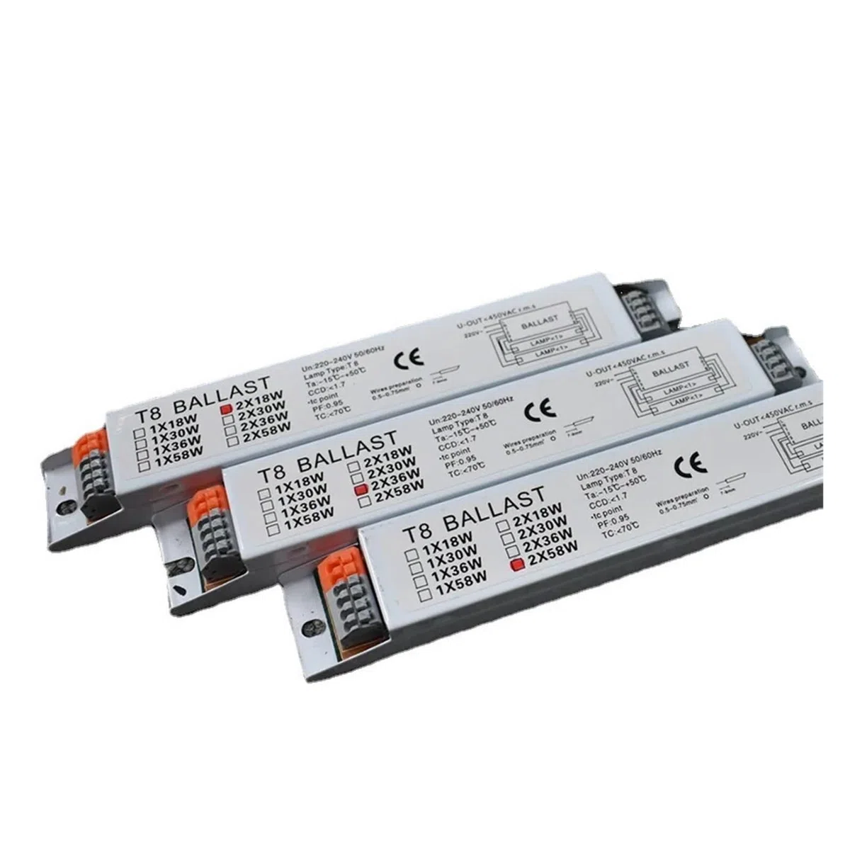 220-240V AC 2x18W/2x30W/2x58W/2x36W/1x36W/1x18W Ampia Tensione T8 Ballast elettronico Ballast for lampade Fluorescenti(2x30W)