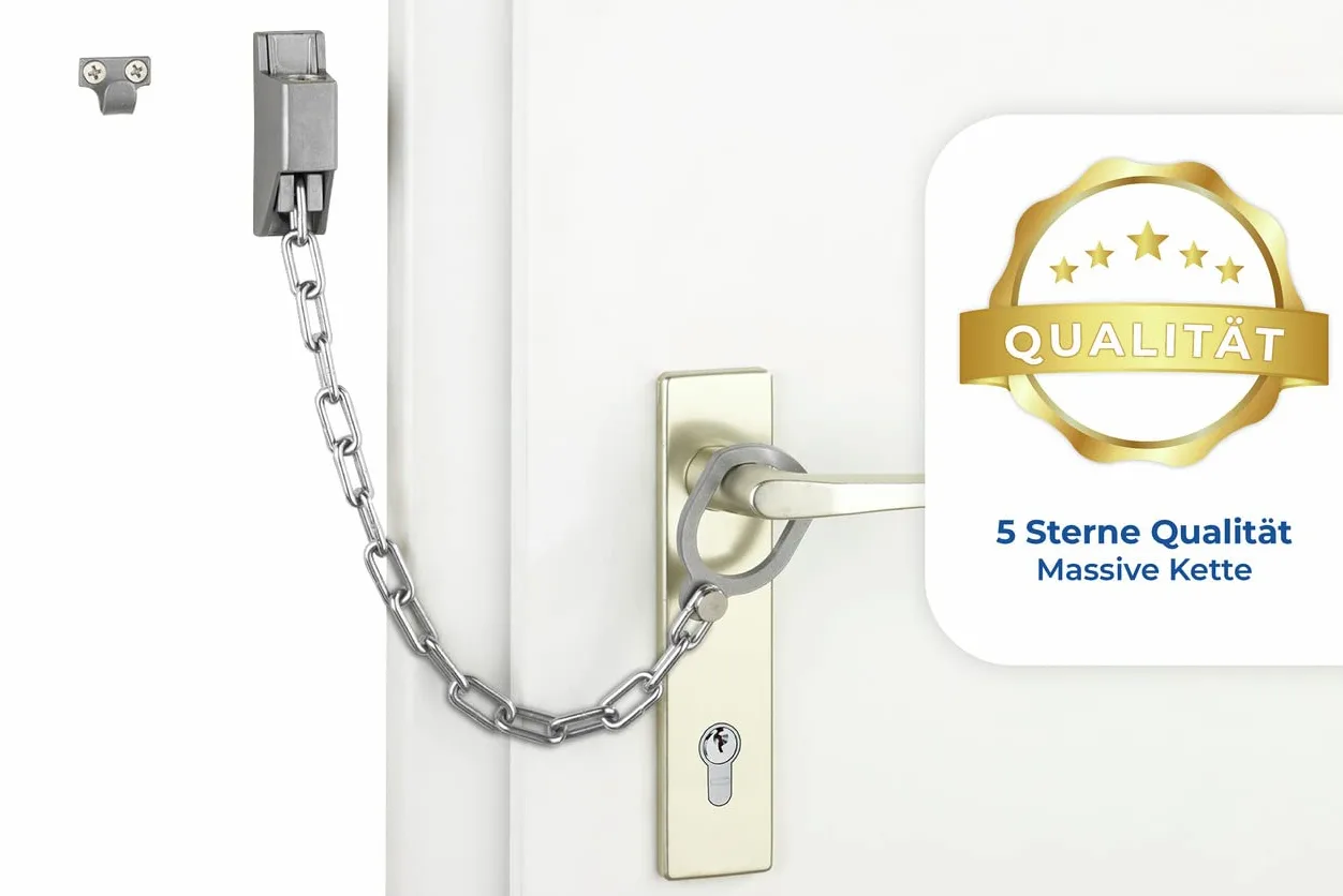 WENKO Catena di sicurezza per porta, Metallo zincato, 30 x 7 x 2.5 cm, Argento opaco