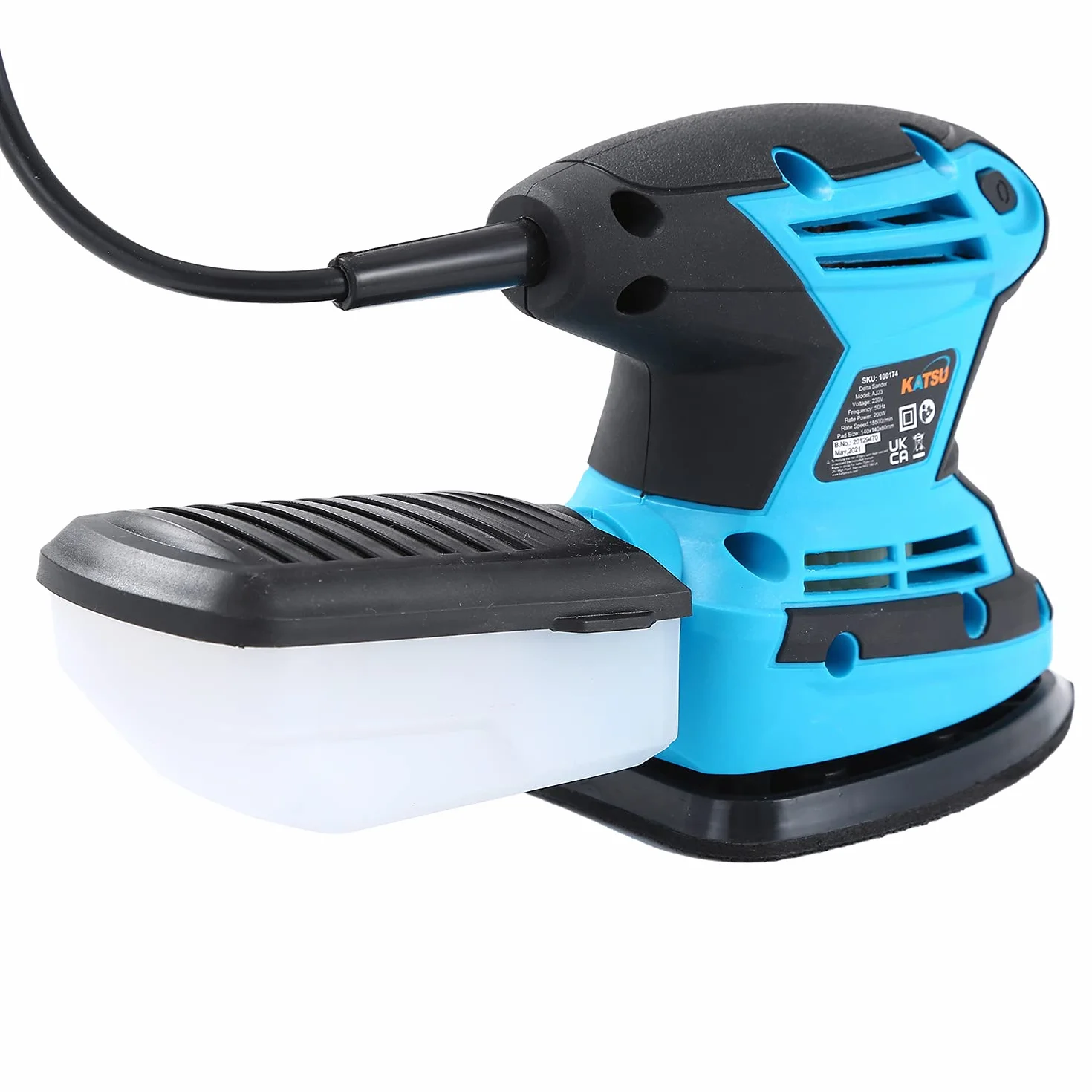 KATSU Levigatrice Detail Elettrica 200W 15500RPM Levigatrice Mouse Multifunzioni con Aspiratore di Polveri e 20 Pezzi Carte Abrasive per Levigare Lucidare 100174