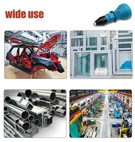 Pistola rivettatrice per trapano elettrico a batteria - Pistola rivettatrice elettrica Riloer, adattatore per trapano avvitatore a batteria ， con 2 chiavi + 4 ugelli