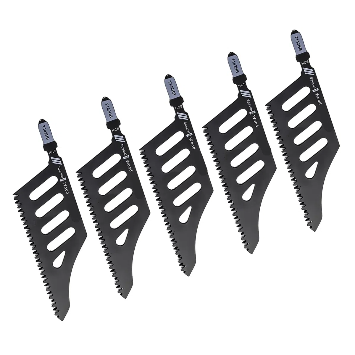 Goshyda 5 Pezzi Lama Taglio a Filo a Filo, Pale della a Curva Irregolare HCS con Denti a 3 Lati, Manico Ergonomico, per Tagliare la Plastica in Metallo in Metallo in a Secco