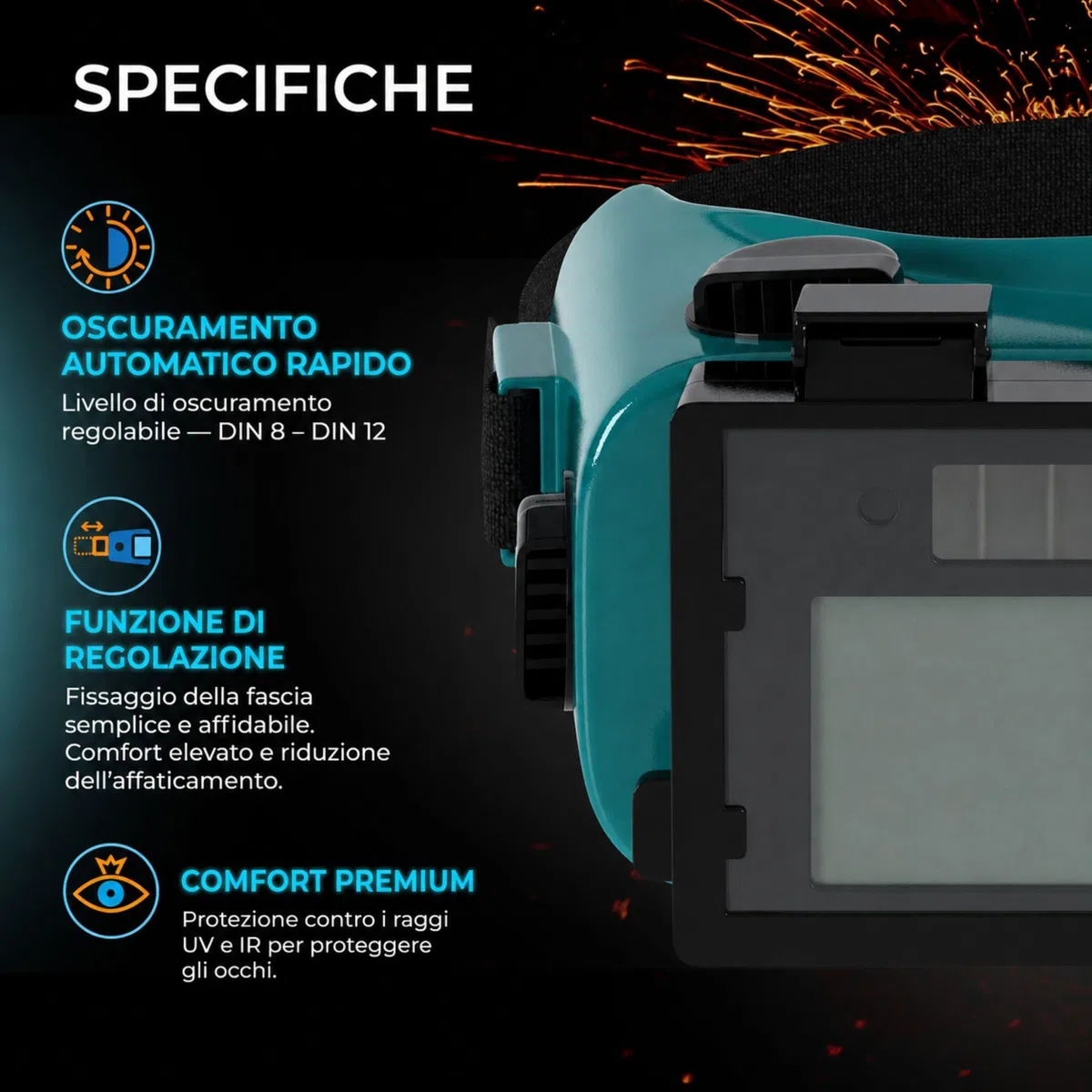 SPARGOS Occhiali Da Saldatura Auto-oscuranti, Casco Per Saldatori Solare, Protezione Degli Occhi Con Lenti Ribaltabili Per Taglio A Torcia A Gas