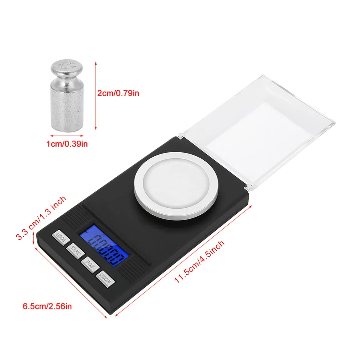 Bilancia di Precisione, 10G 20G 50G 100G 0.001G Conversione di Precisione di 6 Unità Bilancia Bilancia Digitale in Milligrammi per Gioielli con Schermo Digitale Retroilluminato Blu (10 g)
