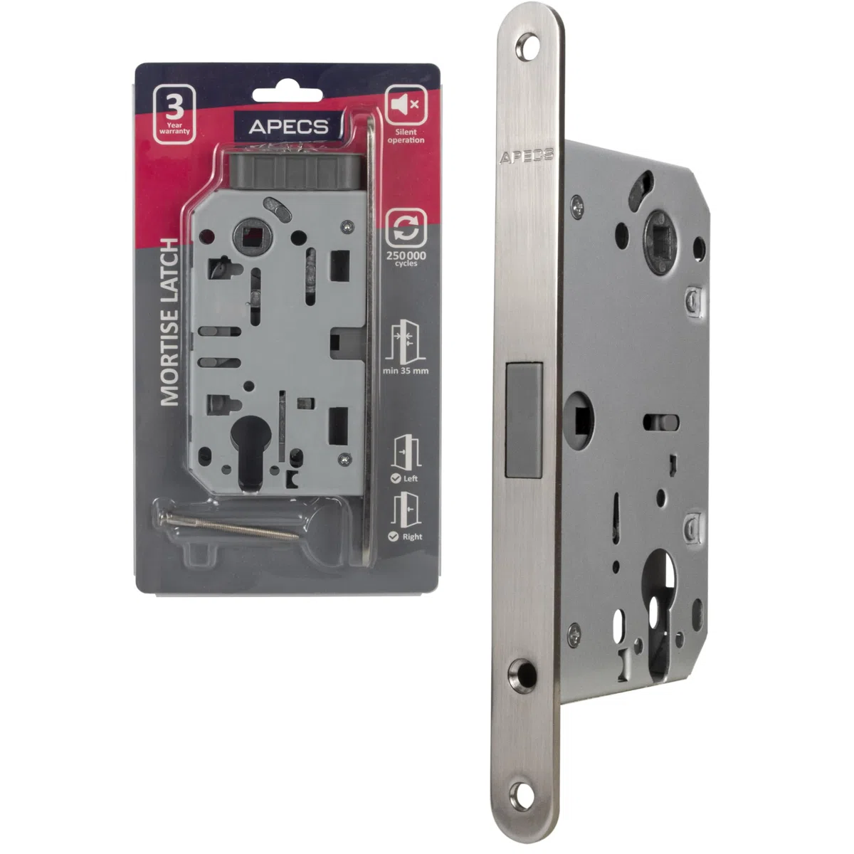 APECS Serratura magnetica ad incasso, moderna, silenziosa, con gancio per porte interne di casa e ufficio, modelli APECS 5300-MC-PZ (con cilindro profilato)