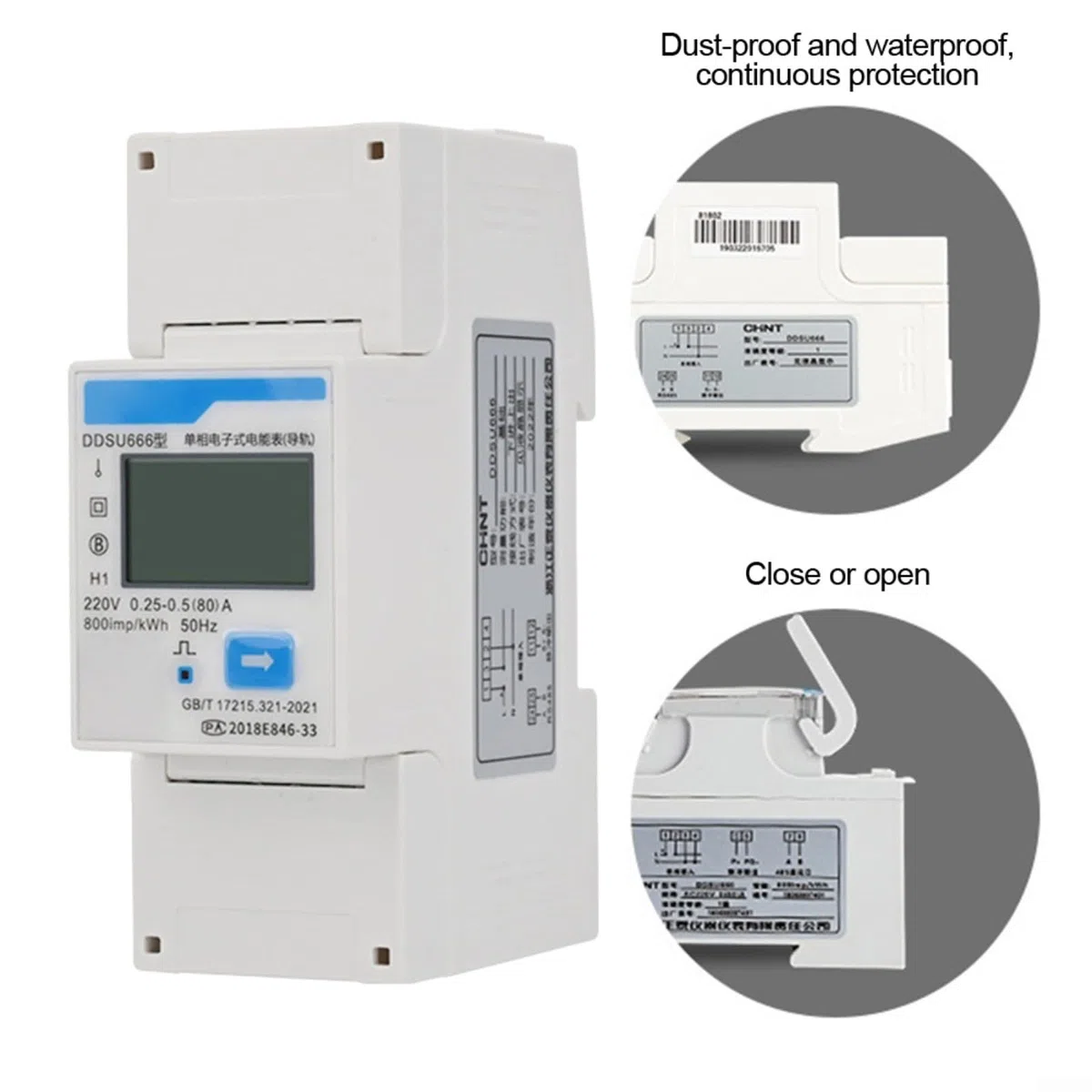 Misuratore di energia intelligente,Misuratore di corrente elettrica,Ferrovia del contatore di elettricità DIN,DDSU666 Meter Elettricità Monofase Rail,DIN RS485 Smart Energy Power