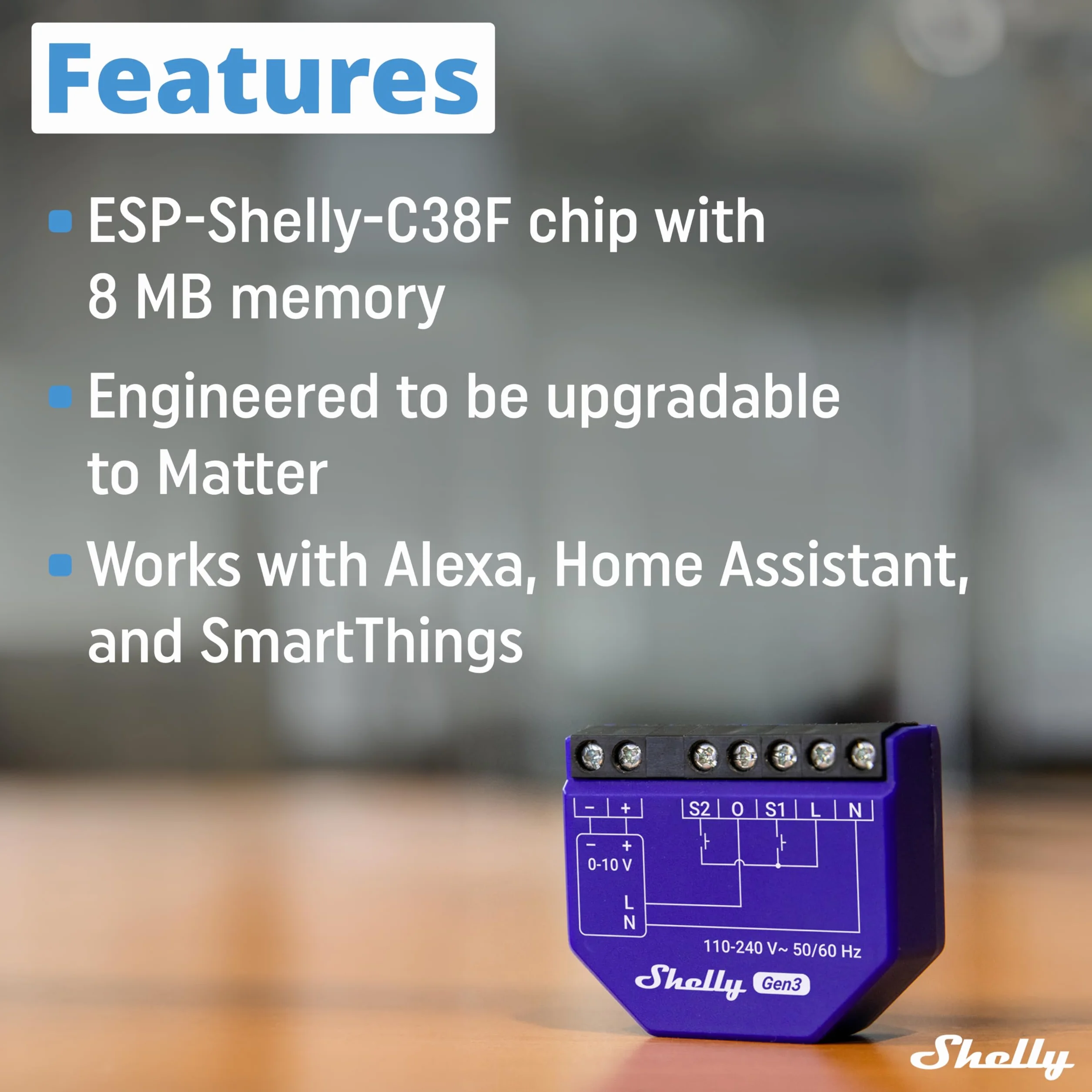 Shelly Dimmer Gen3-0-10V PM, Modulo Dimmer Smart Wi-Fi, Monitora il Consumo di Energia, Controllo Remoto di Luci Dimmerabili, Domotica, Android & iOS, Alexa e Google Home, Nessun Hub Richiesto