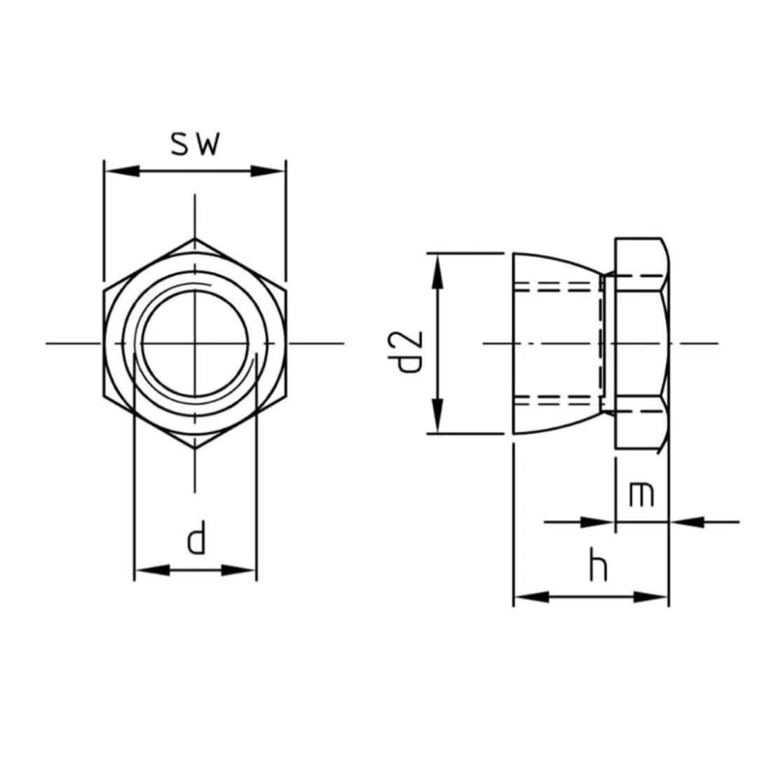 Dado a strappo M8, 100 pezzi in acciaio inox A2 V2a meinschraubenversand.de