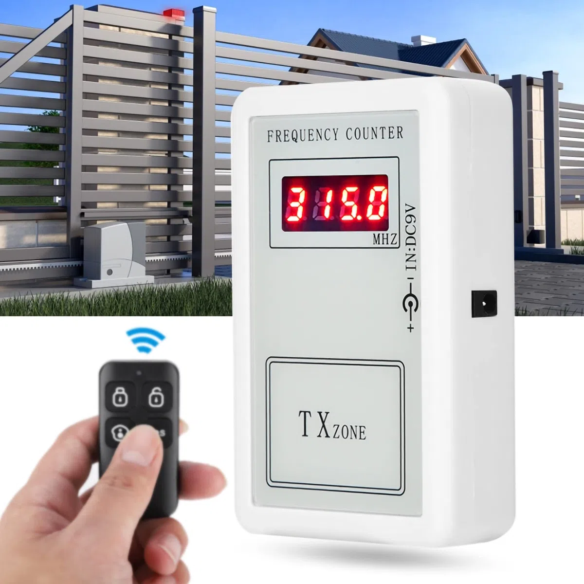 250-450 MHz Misuratore di frequenza Digitale Contatore Dispositivo di frequenza Digitale Portatile Tester per Telecomando Senza Fili Regolatore per Porta elettrica Controllo accessi applicabile