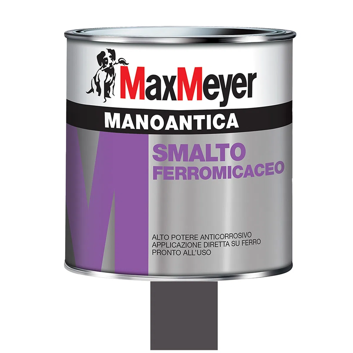 MAXMEYER Manoantica Smalto Ferromicaceo Anticorrosivo, Finitura Antichizzante per Ferro, Applicazione Diretta, Resistente agli Agenti Atmosferici, Per Cancelli e Inferriate (Nero Grafite, 0,75 Litri)