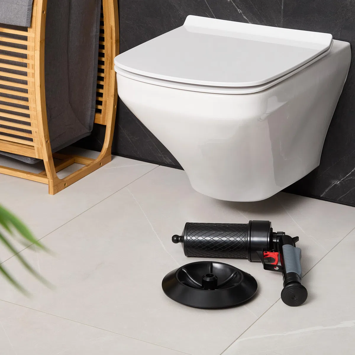 Relaxdays Pistola Sturalavandini ad Aria Compresa, Stura Lavandini e Scarichi, 4 Inserti, Pompa Sturatubi e Water, Nero