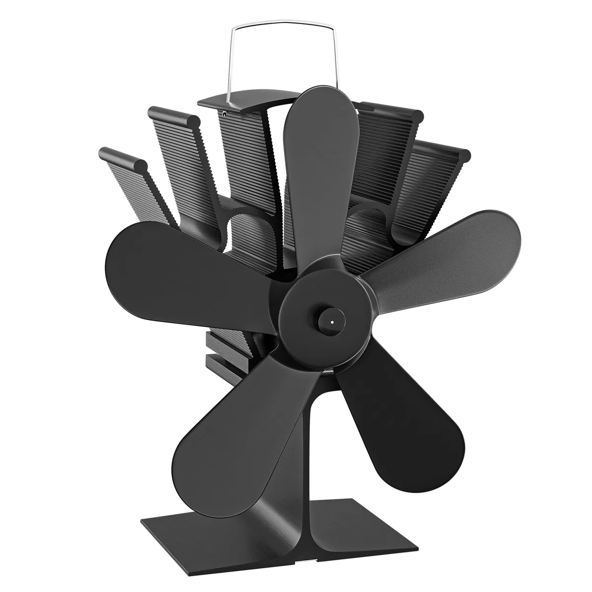Wiltec Ventilatore per stufa a legna camino, Ventola con 5 pale, 70-350 °C, funzionamento senza elettricità