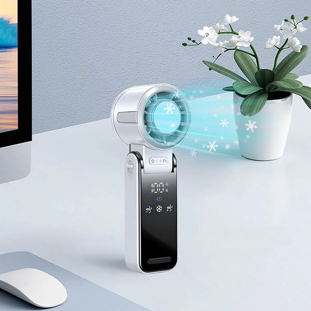 Ventilatore Portatile Da Viaggio,Ventilatore Da Tavolo Pieghevole | Dispositivo Di Raffreddamento Silenzioso Con Display Digitale, Leggero E Portatile Per Uso Interno Ed Esterno In Palestra Cantiere E