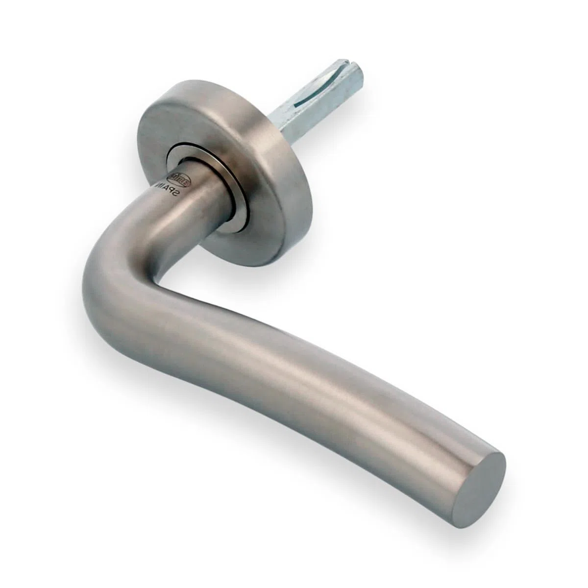 Amig - Maniglia con Rosetta 19ED con Interno in Ottone - Acciaio Inossidabile - Misura: 53mm - Quadrettino di 8 mm - Opaco