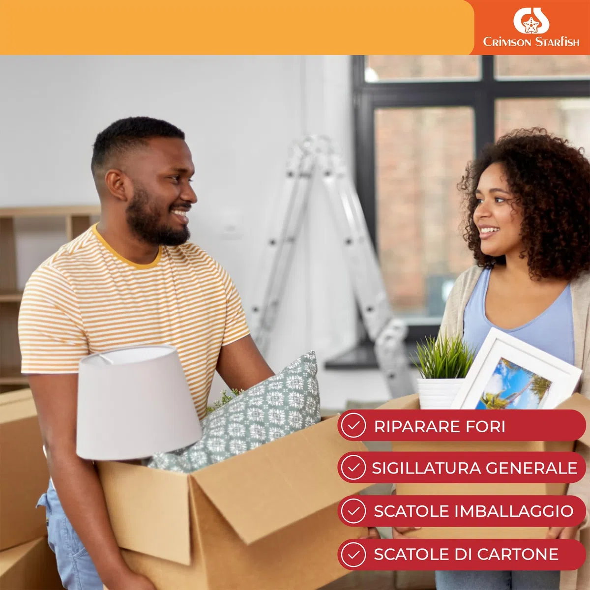 Crimson Starfish nastro adesivo silver | 6 rotoli di nastro adesivo 48 mm x 45 m | Nastro adesivo resistente all'acqua | Nastro adesivo multiuso per interni/esterni | Nastro adesivo resistente