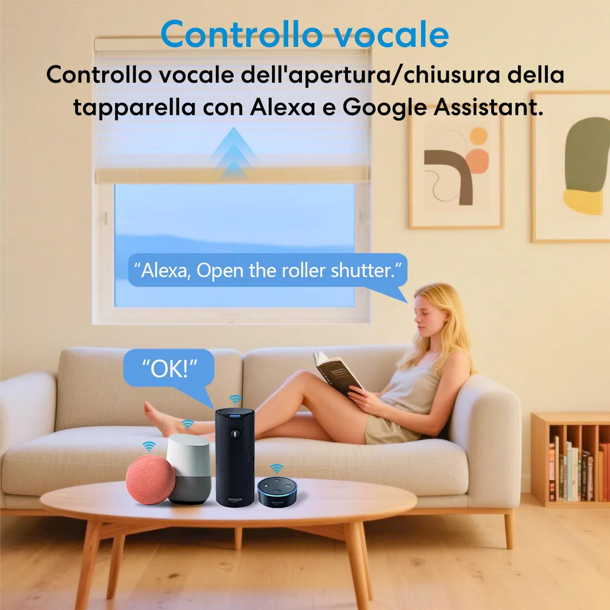 LoraTap Modulo Tapparelle Smart : Aggiorna Tapparelle Tende Avvolgibili Esistenti – App Timer – Controllo Vocale Alexa Google Assistant – WiFi 2,4GHz – Motore AC 4 Fili 300W
