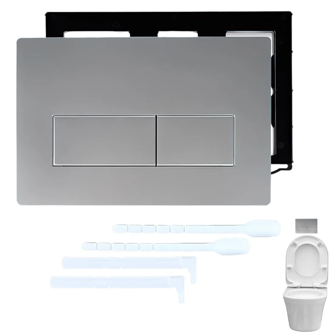 1 Pezzo Applicabile a Placca WC Geberit,Pannello Serbatoio,Placca di Comando a Doppio Pulsante,Accessorio in Bagno(Argento Opaco)