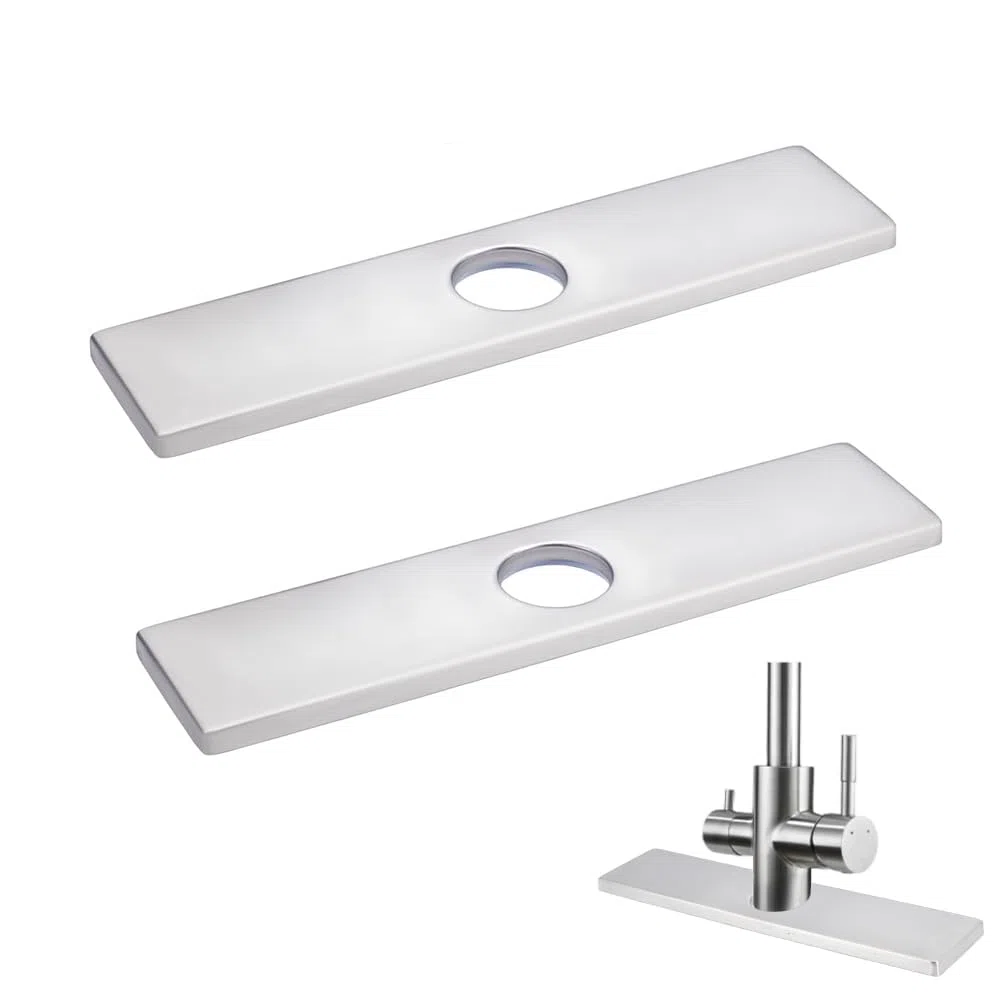UNICRAFTALE 2 piastre di base in acciaio inox per rubinetti da 25 cm, grande copertura per rubinetti da cucina, piastra di copertura rettangolare lunga, per cucina o bagno