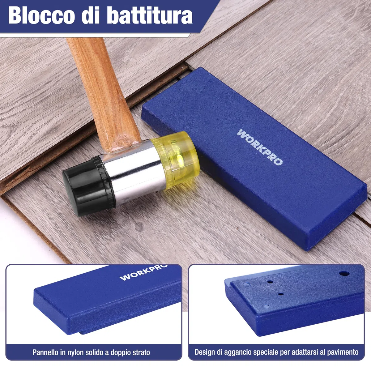 WORKPRO Strumenti per Pavimenti in Laminato, Kit per Pavimenti con 30 Distanziali per Pavimenti in Laminato, Martello a Doppia Faccia, Barra di Trazione, Blocco per Maschiatura