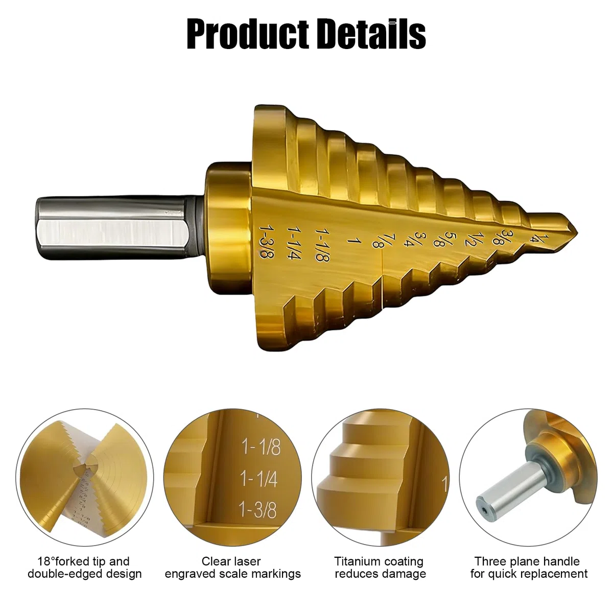 5 Pezzi Fresa Conica per Metallo, Punta Conica Trapano HSS in Titanio (5 – 13 mm, 3 – 13 mm, 6 – 19 mm, 5 – 22 mm, 6 – 35 mm), Legno, Svasatore Frese per Metallo con Custodia in Alluminio