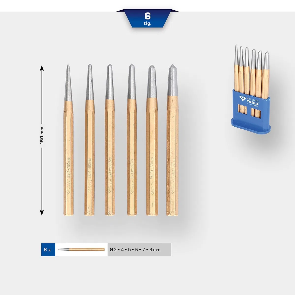 BRILLIANT TOOLS BT085080 Serie di bulini, 6 pz [Powered by KS TOOLS]