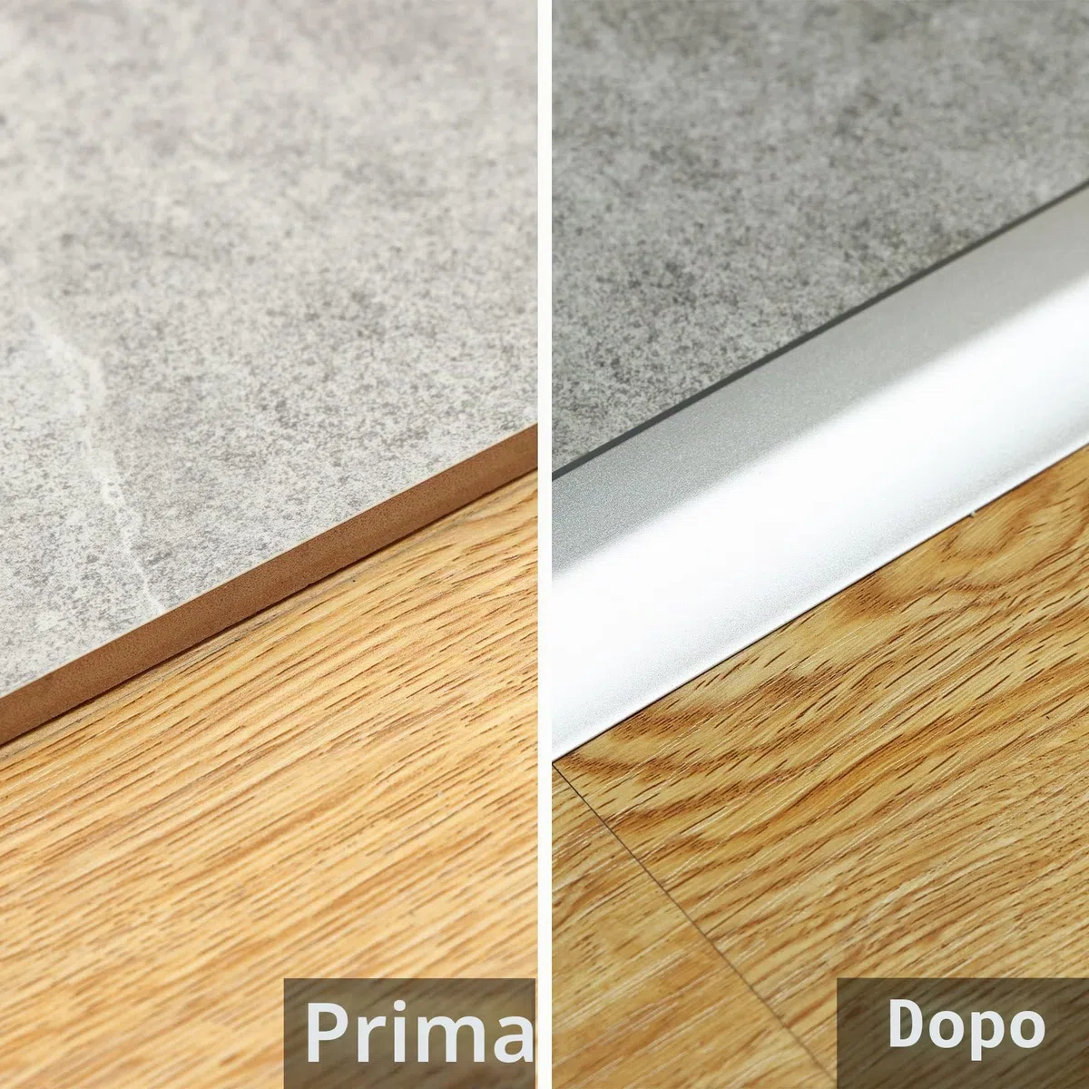 Trimold Striscia di Transizione per Pavimento in Alluminio, Adatta per Soglie, Rampe, Mattonelle, Parquet e Laminate, Colmare la Differenza di Altezza tra 5-12 mm (0,9 m x 43 mm, Argento Opaco)