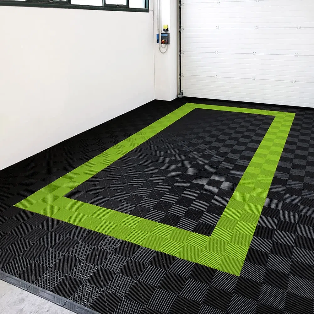 SOGI PAV-03-LM Kit piastrelle in PP per pavimento officina, garage - 40x40 cm - 1 mq - 10 mq - 50 mq - 100 mq - colore lime (1 mq = 6 piastrelle)